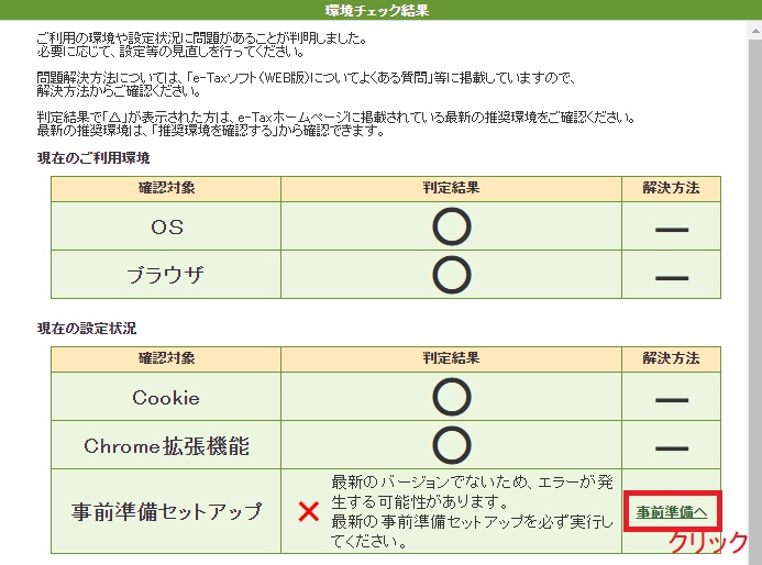 e-Tax_ダイレクト納付(環境チェック結果)